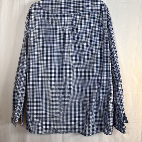 Jos A Bank Traveler Blue Plaid Button Down Dress Shirt Size XXL Preowned - Picture 14 of 16